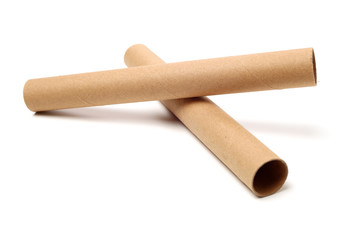 Brown paper roll on white background