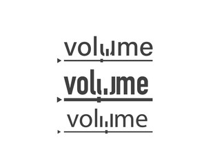 Volume set. Volume logo. Text volume on white background. vector