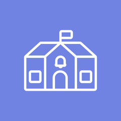 School line icon with flag