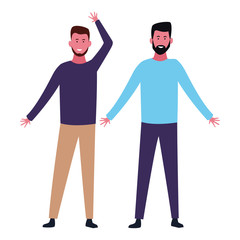 Friends men greeting and smiling