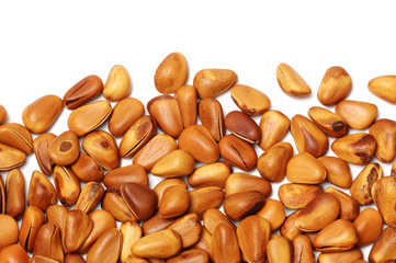 Pine nuts on  white background