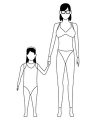 woman and young girls avatar black and white