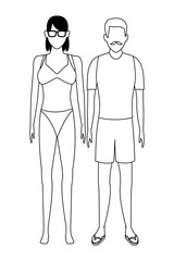 old man and young woman avatar black and white