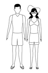 couple wearing summer clothes black and white