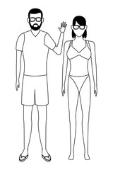 couple wearing summer clothes black and white