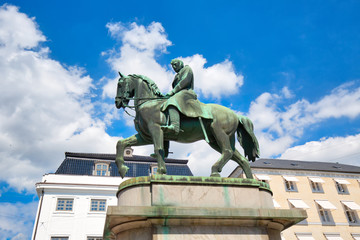 Copenhagen, Denmark-August 1, 2018: Christian X statue locate near Nyhavn in historic city center