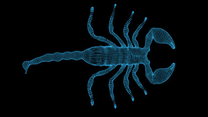 3d rendering scorpion wire frame high poly mesh