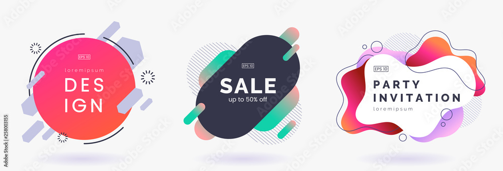 Aufkleber abstract colorful badges set isolated on white background. abstract dynamic geometric banners. moder