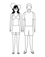 old man and young woman avatar black and white