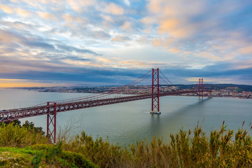 Bridge Over Tagus River That Ends in Lisbon