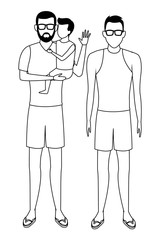 men and child avatar black and white