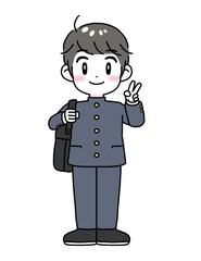 男子学生　男の子　学ラン　イラスト