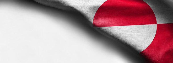 Realistic flag of Greenland on white background - right top corner flag © belyay