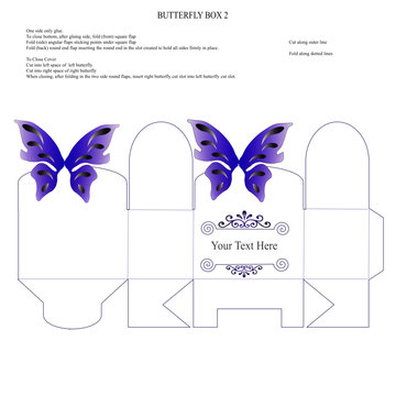 Purple Butterfly Favour Box Template