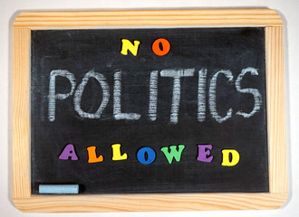 Fototapeta na wymiar Negative politics message on chalkboard