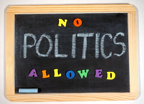 Negative politics message on chalkboard