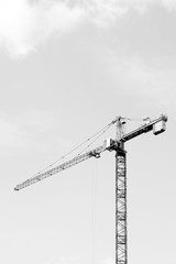 Crane against blue sky Industry Black and white