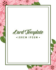 Vector illustration invitation card template with design pink flower frame