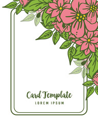 Vector illustration vintage card template style with crowd pink flower frame