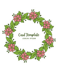 Vector illustration decor of card template with beautiful pink flower frames