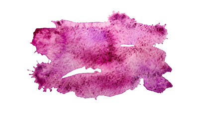 Isolated spot on a white background watercolor paint. purple, pink, magenta, lilac color. Abstract watercolor image.
