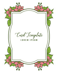Vector illustration decor of card template with beautiful pink flower frames