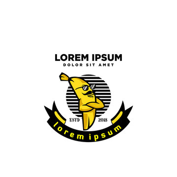 logo abstract banana yellow and black concept