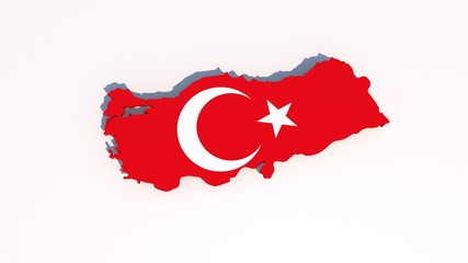 Turkey flag on 3d map