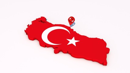 Turkey flag on 3d map