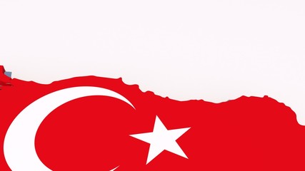 3d map flag of Turkey