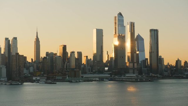 4K Midtown Manhattan Skyline Hudson Yards Sunrise 4