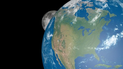 3d earth planet and moon