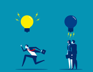 Business and new idea. Concept business vector illustration, Working, Displeased, Contemplation.