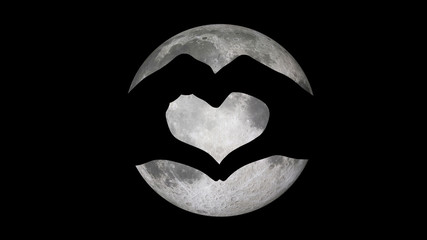 heart shaped like a heart and moon