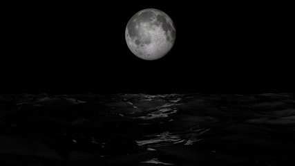 Fototapeta premium 3d rendering moon and flares on water