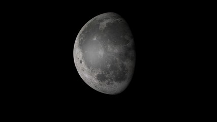3d rendering half of moon