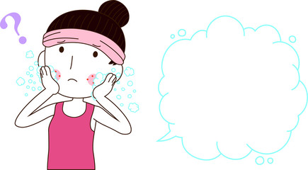 Illustration of a cute woman with rough skin with Bubble Callout