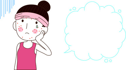 Illustration of a cute woman with rough skin with Bubble Callout