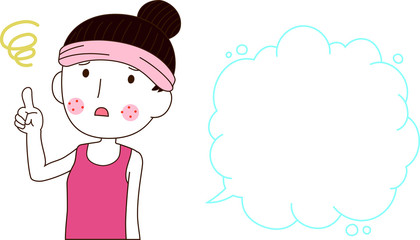 Illustration of a cute woman with rough skin with Bubble Callout