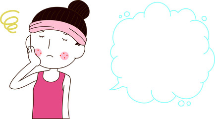 Illustration of a cute woman with rough skin with Bubble Callout
