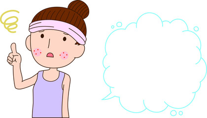 Illustration of a woman with rough skin with Bubble Callout