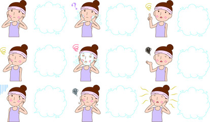 Illustration of a woman with rough skin with Bubble Callout set