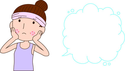 Illustration of a woman with rough skin with Bubble Callout