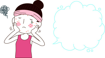 Illustration of a cute woman with rough skin with Bubble Callout