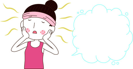 Illustration of a cute woman with rough skin with Bubble Callout