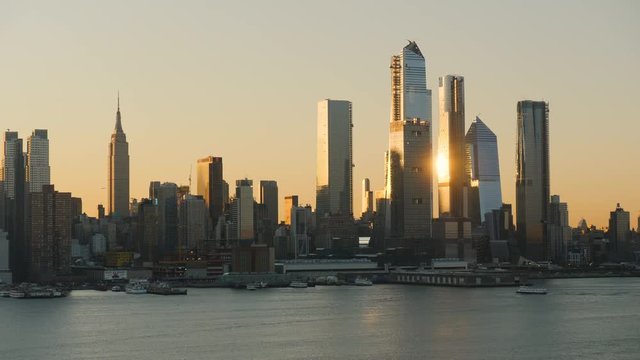 4K Midtown Manhattan Skyline Hudson Yards Sunrise 3