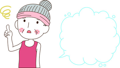 Illustration of a cute older woman with rough skin with Bubble Callout