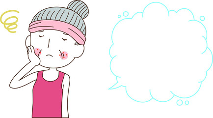 Illustration of a cute older woman with rough skin with Bubble Callout