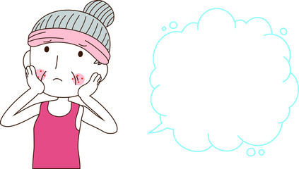 Illustration of a cute older woman with rough skin with Bubble Callout