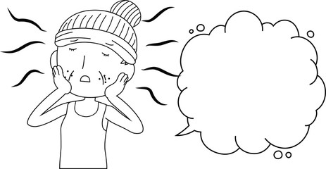 Obraz premium Illustration of a cute older woman with rough skin with Bubble Callout outline